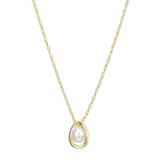 Elle "Luna" Gold Plated Genuine 6-6.5mm White Pearl Necklace