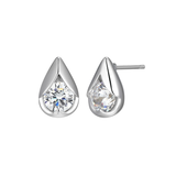 Elle "Tulip" Rhodium Plated Cubic Zirconia Pear Shape Studs