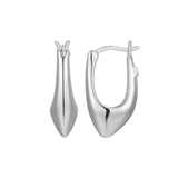 Elle "Oasis" Rhodium Plated Gradual Puffy Oval Hoops