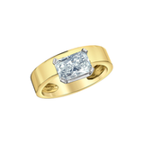 14K Yellow Gold 1.56ct East-West Radient Lab Grown Solitare With Stovepipe Band