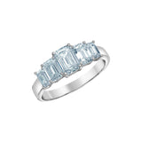 14k White Gold 2.52CTW Emerald Cut Lab Grown 5 Stone Ring