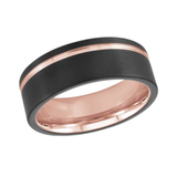Black Tungsten and Rose Gold Plated 8mm Size 9 Wedding Band