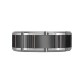 Tungsten & Notched Black Carbon Fibre Centre 8mm Size 10 Wedding Band