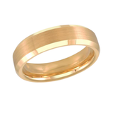Tungsten 6mm Size 9 Beveled Edge Yellow Gold Plated Wedding Band