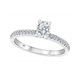 14K White Gold .66ctw Oval Canadian Diamond Ring With Sides