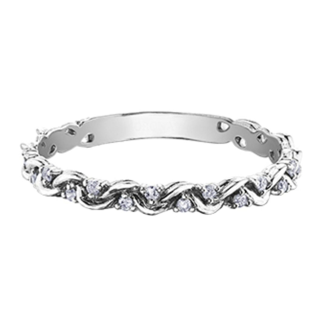 10K White Gold .07ctw Diamond Twisted Band