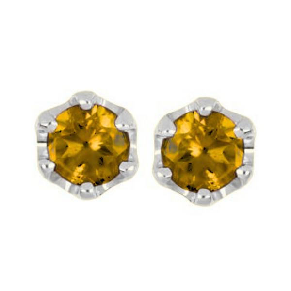 10K White Gold Citrine Stud Earrings