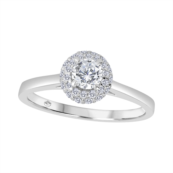 10K White Gold .55CT Halo Diamond Ring
