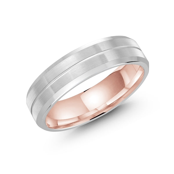 10K White & Rose Gold Wedding Band