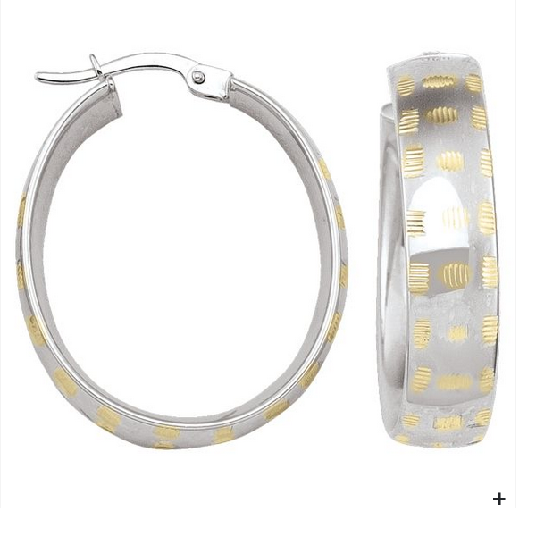 10K White & Yellow Gold Hoops
