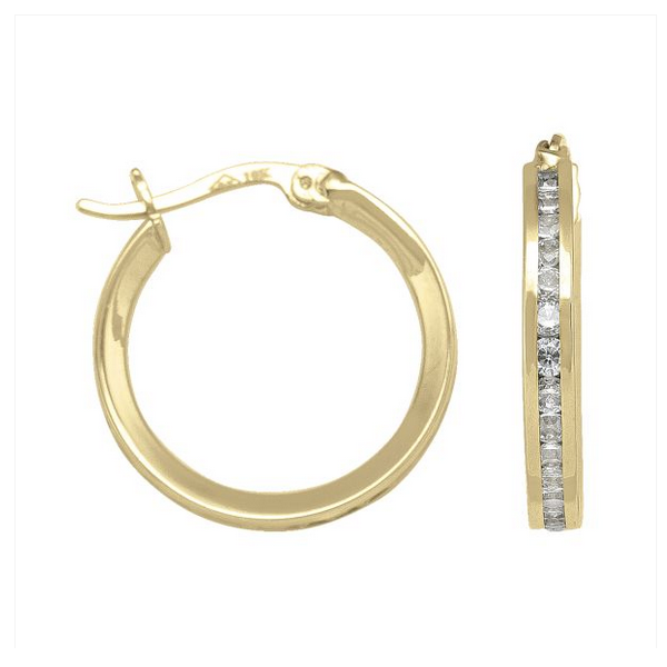10K Yellow Gold Cubic Zirconia Hoops