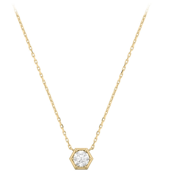 Forevermark 14K Yellow Gold .25ct Diamond Honeycomb Solitaire Pendant on Chain