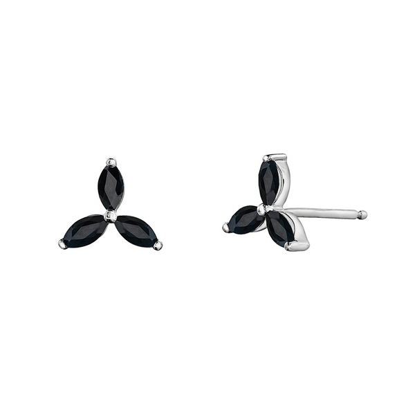 10K White Gold Black Sapphire Studs