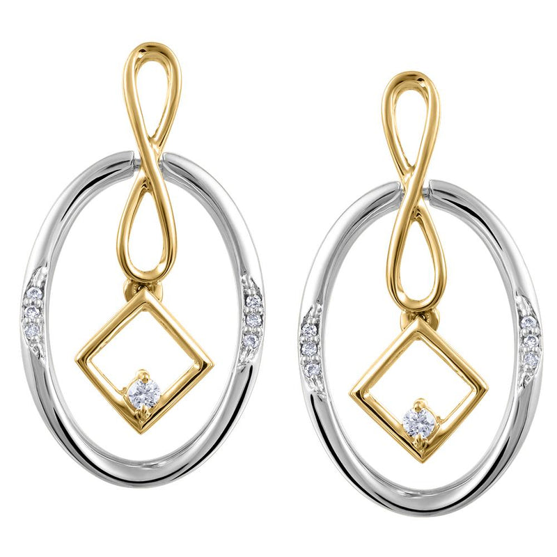 10K White & Yellow Gold Canadian Diamond Dangle Earrings