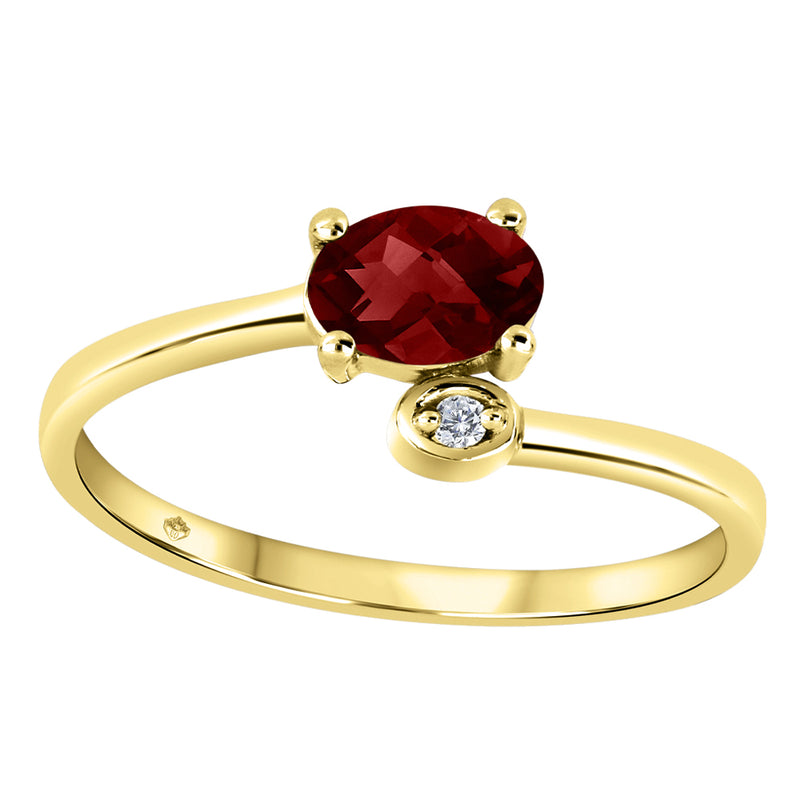 10K Yellow Gold Diamond & Garnet Ring