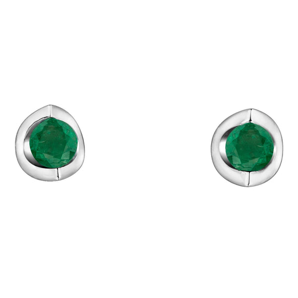 10K White Gold Emerald Studs