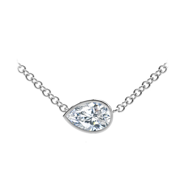 Forevermark 18K White Gold Pear Shaped .33ct Diamond Tribute Necklace