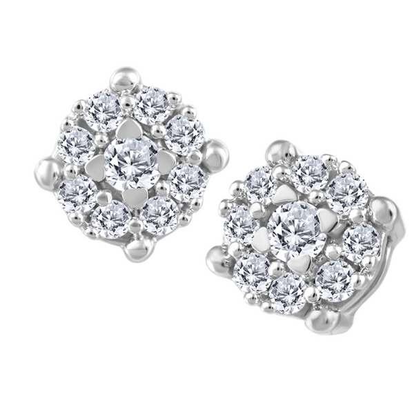 10K White Gold .19ctw Canadian Diamond Cluster Earrings