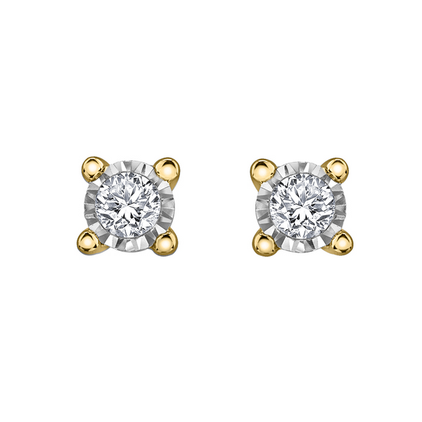 10K Yellow Gold Illusion Diamond Studs