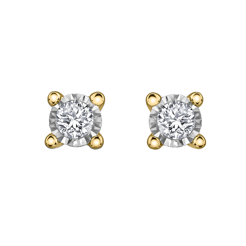 10K Yellow Gold Illusion Diamond Studs