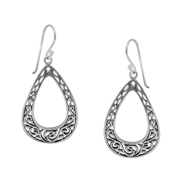 Sterling Silver Filigree Teardrop Dangle Earrings