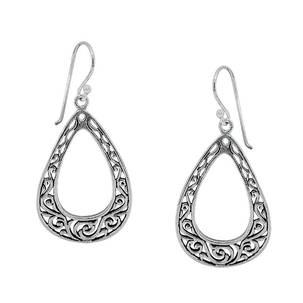 Sterling Silver Filigree Teardrop Dangle Earrings