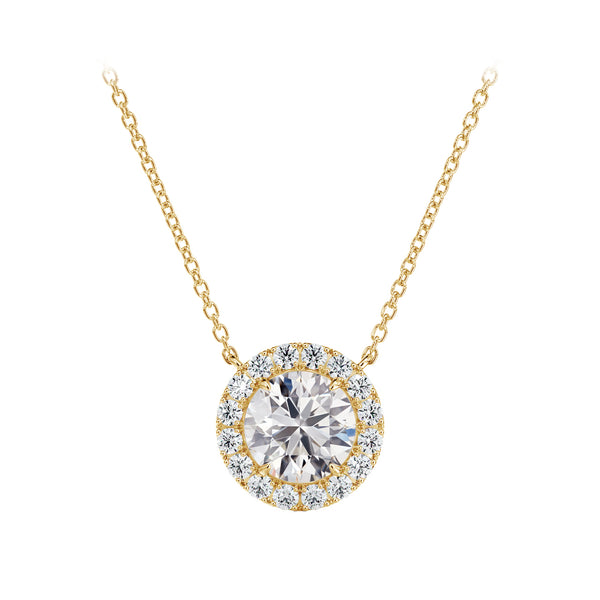 Forvermark 18 Yellow Gold Diamond Halo Pendant with Chain