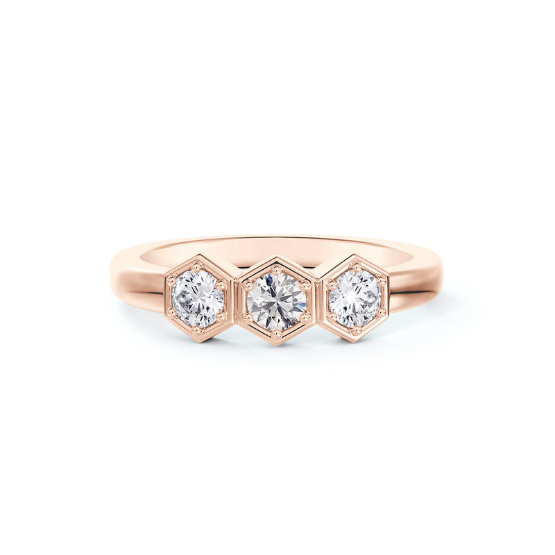 Forvermark 14K Rose Gold 3 Stone Diamond Honeycomb Ring