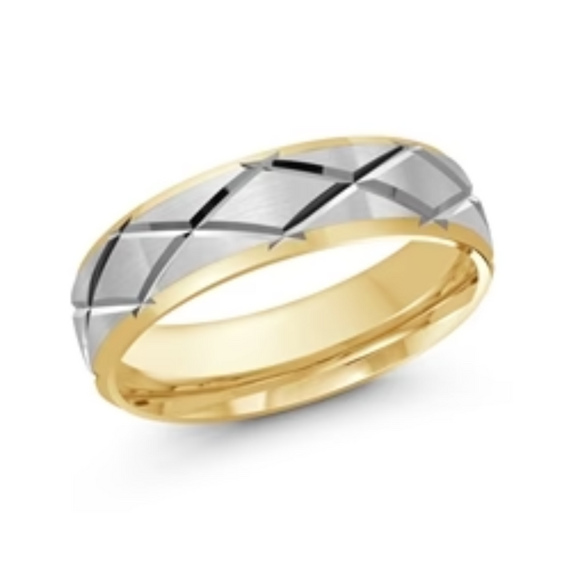 10K Yellow & White 6mm Wedding Band
