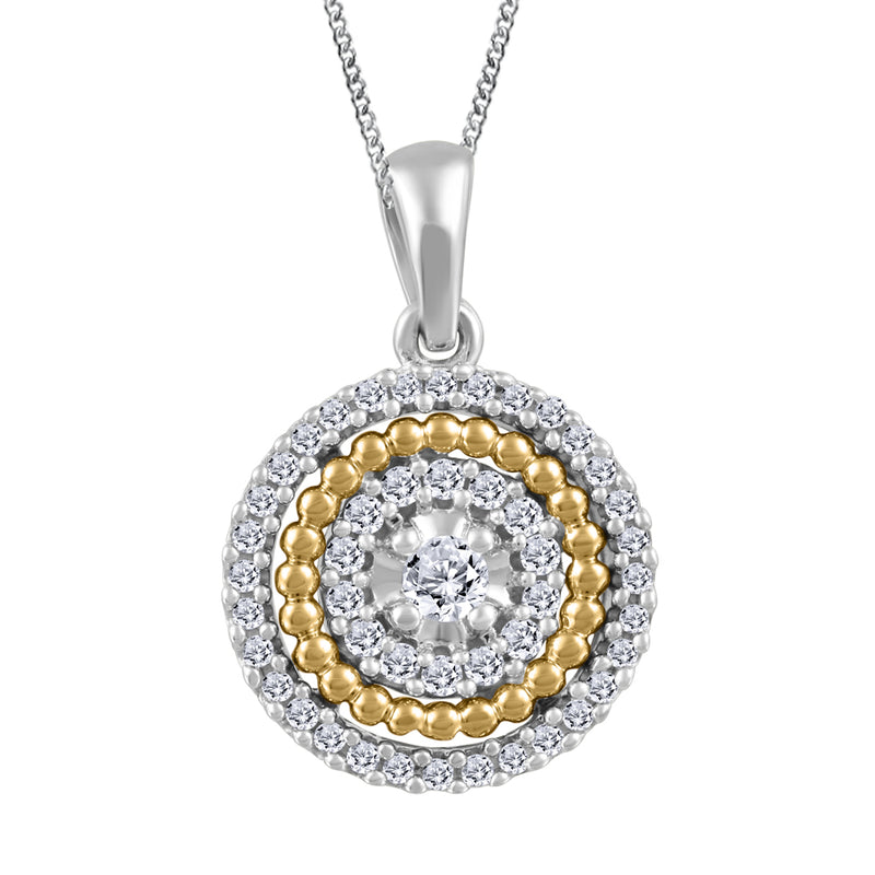 10K White & Yellow Gold  Canadian Diamond Halo Pendant on Chain