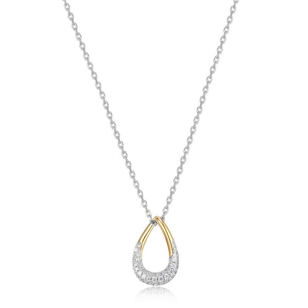 Elle Sterling Silver & YGP Teardrop Pendant on Chain