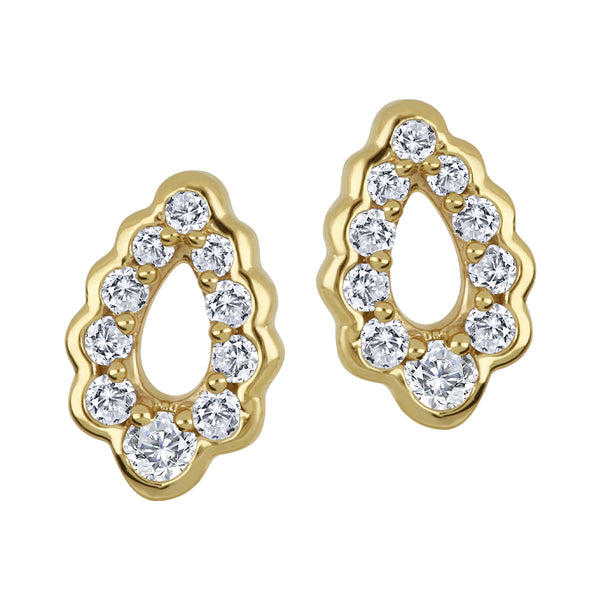 10K Yellow Gold Canadian Diamond Pear Shaped Open Earrings