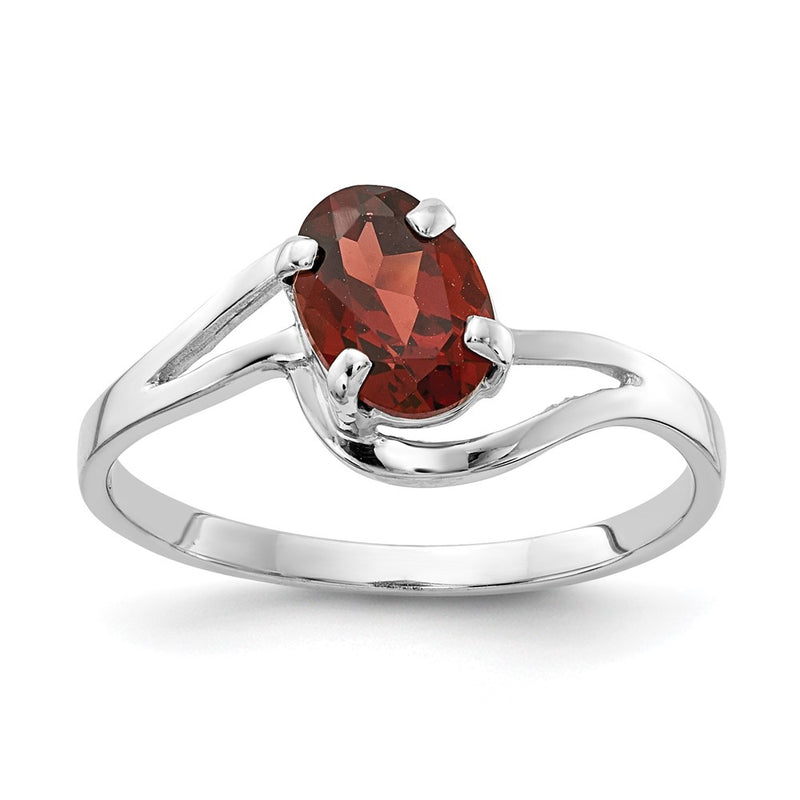 14K White Gold Garnet Ring