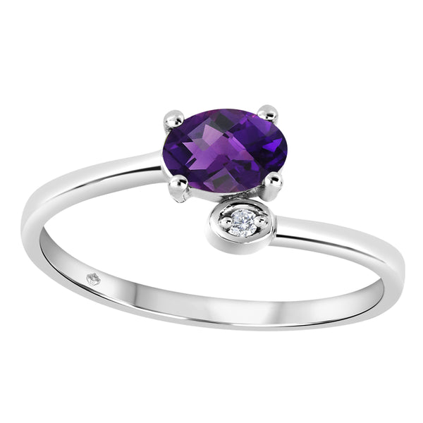 10K White Gold Diamond & Amethyst Ring