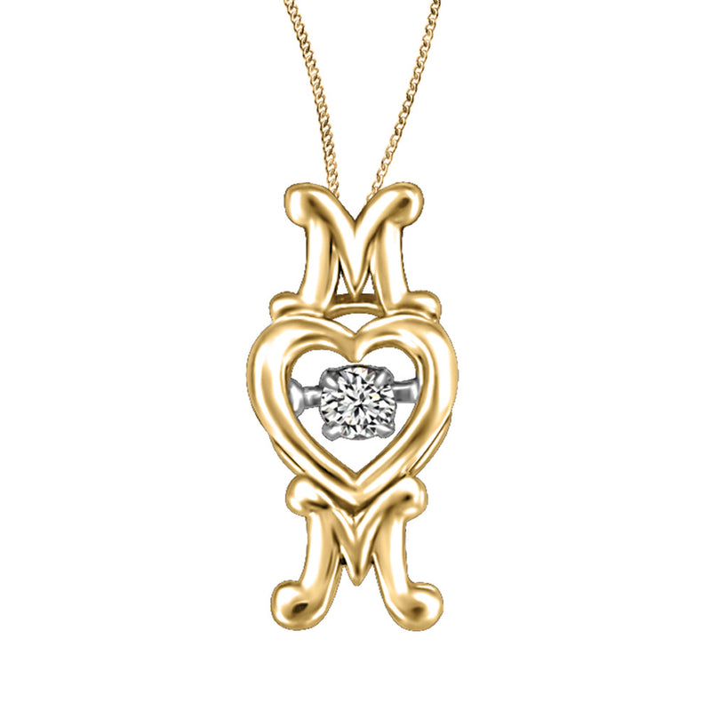10K Yellow Gold Canadian Diamond MOM Twinkle Pendant on Chain