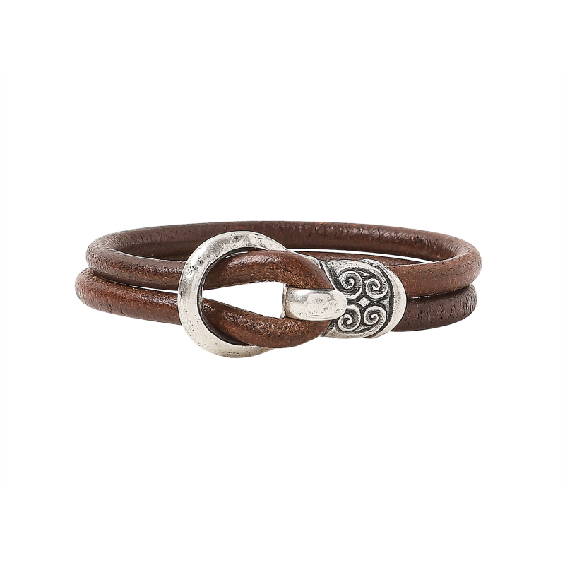 John Varvatos Double Strand Brown Leather Bracelet