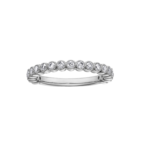 10K White Gold Chi Chi White Sapphire Milligrain Ring