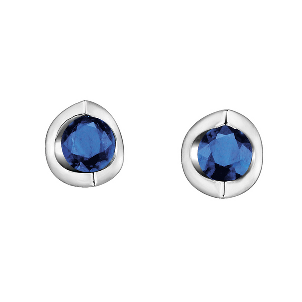 10K White Gold Sapphire Studs