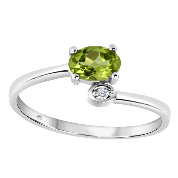 10K White Gold Diamond & Peridot Ring