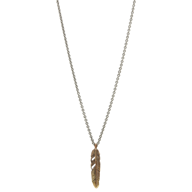 John Varvatos Brass Feather Pendant on Chain