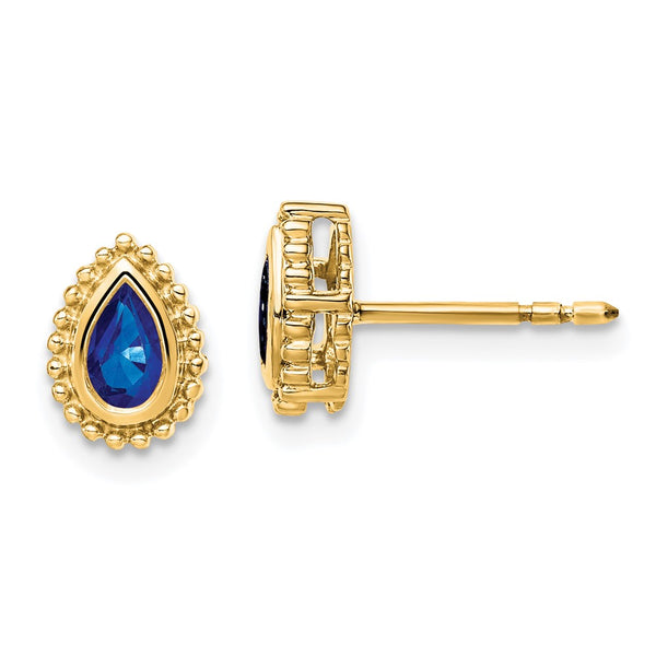 14K Yellow Gold Pear Shape Sapphire Studs