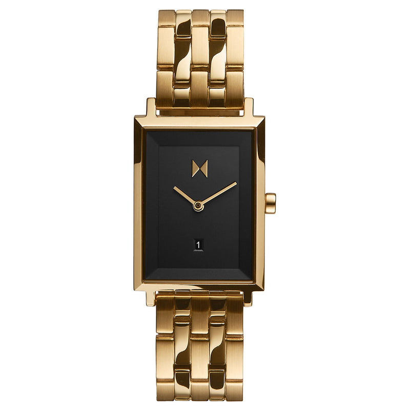 MVMT Yellow Gold Plated Black Rectangle Face Watch