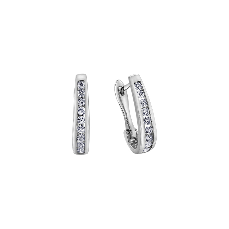 10K White Gold .10ctw Diamond Leverback Earrings